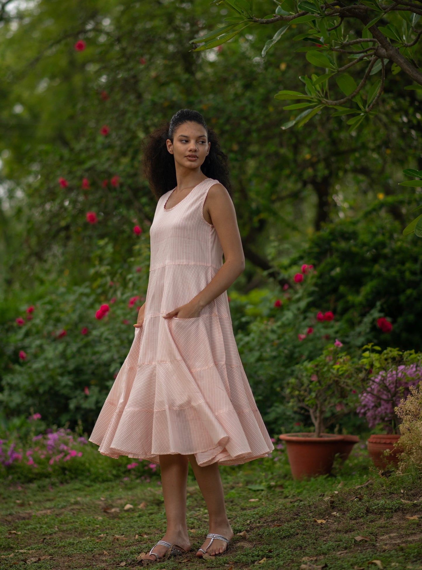 Summer Dress : CM Stripes Orange Voile