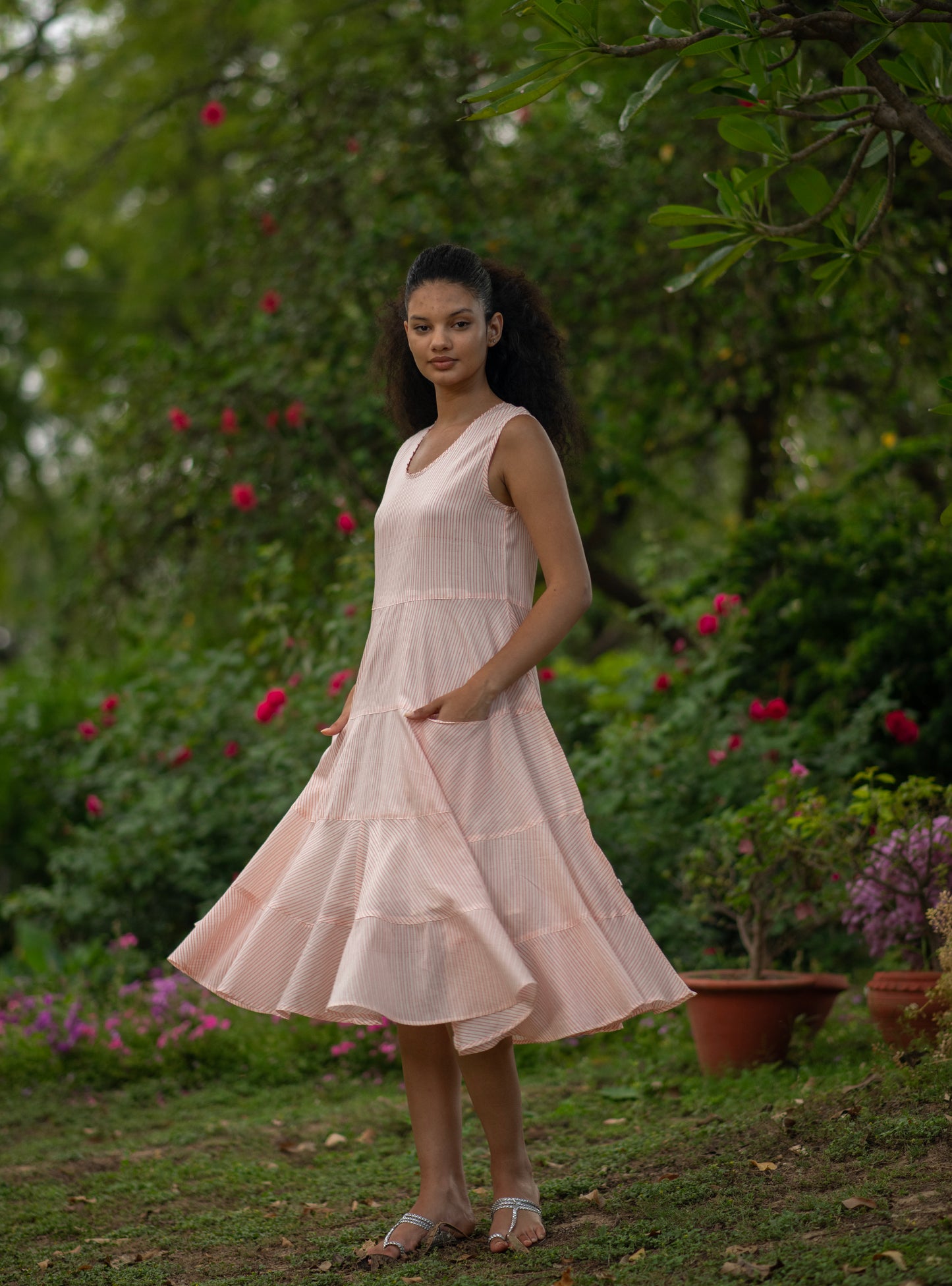 Summer Dress : CM Stripes Orange Voile