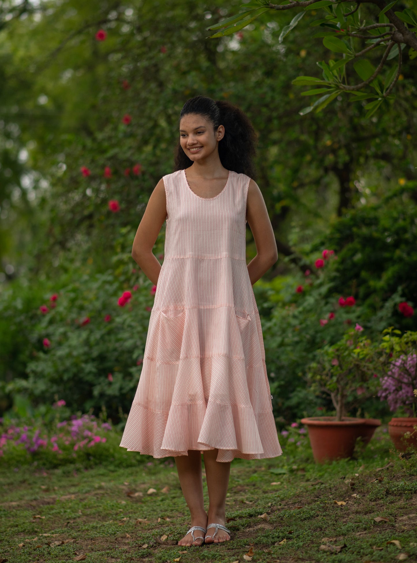 Summer Dress : CM Stripes Orange Voile