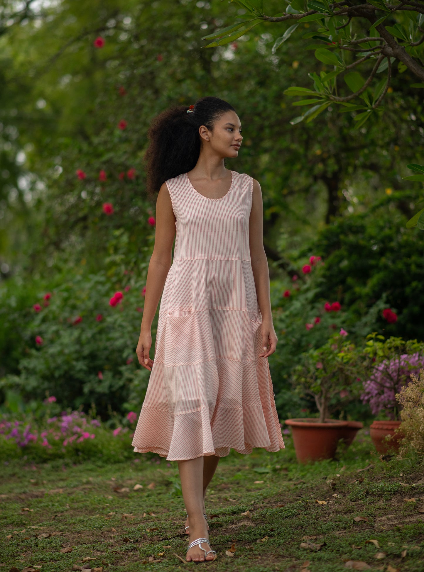 Summer Dress : CM Stripes Orange Voile