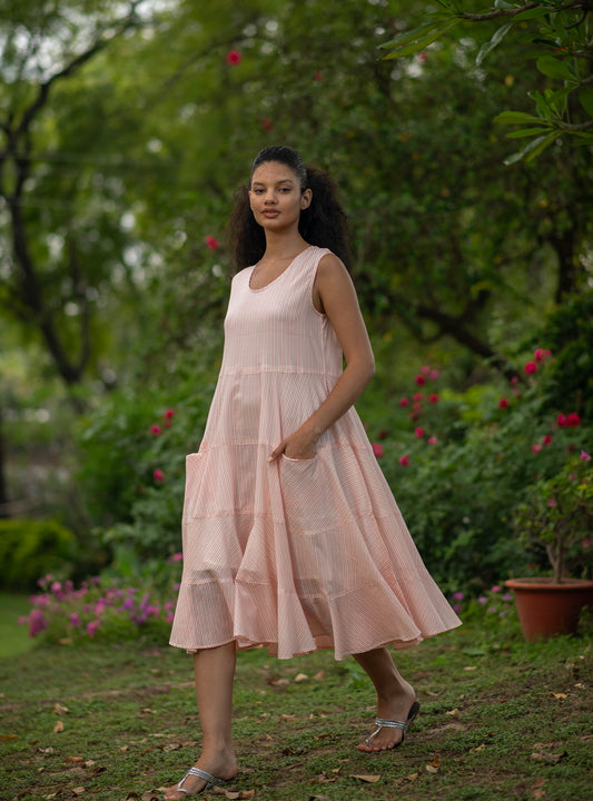 Summer Dress : CM Stripes Orange Voile
