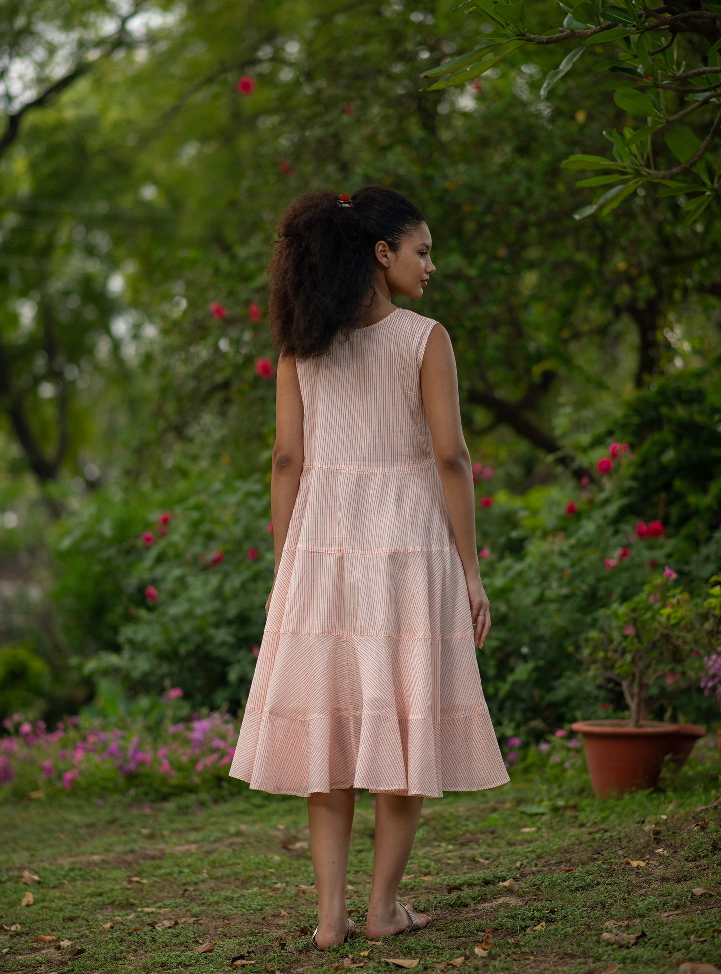 Summer Dress : CM Stripes Orange Voile