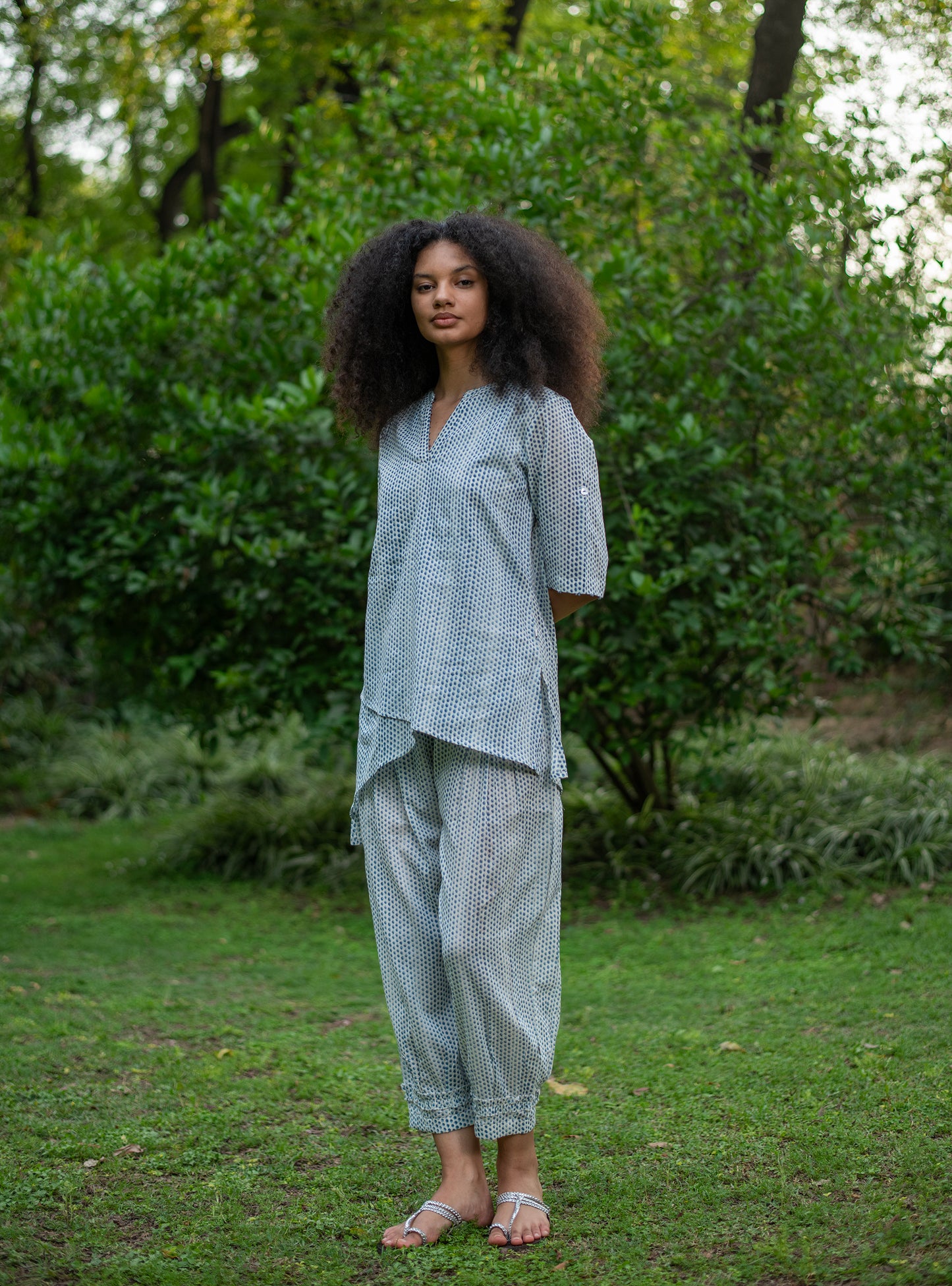 Swiss Pant : Laurel Dotty Blue Voile