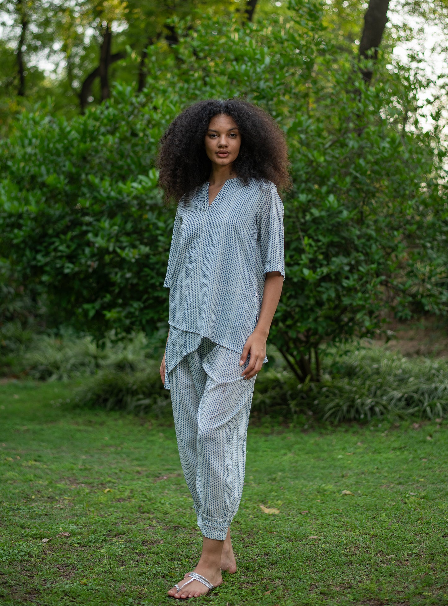 Swiss Pant : Laurel Dotty Blue Voile