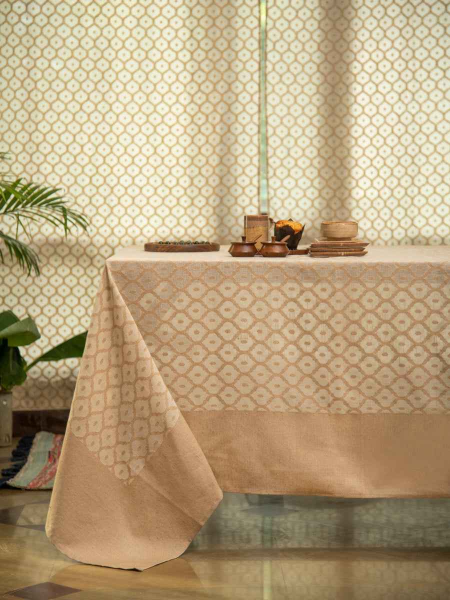 Handloom Table Cloth : Jaal Beige