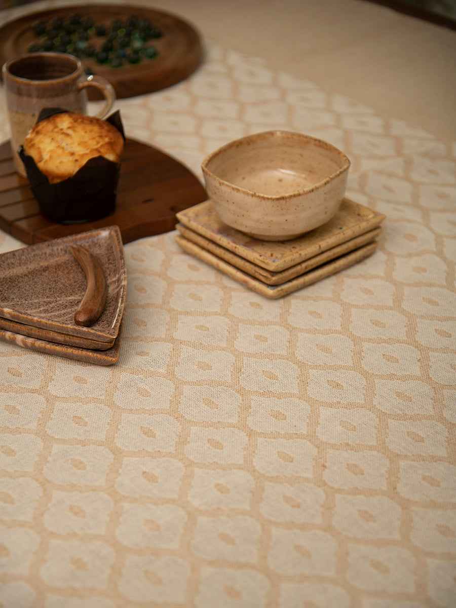 Handloom Table Cloth : Jaal Beige