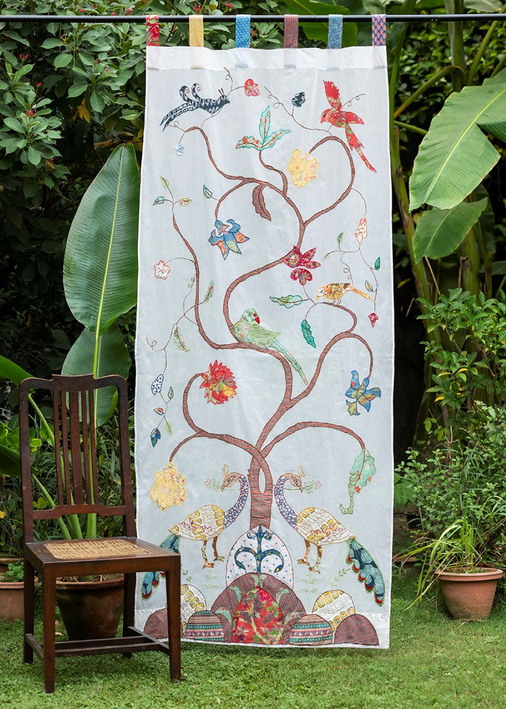 Printed Tree of life Slub Curtain : Natural – The Shop India