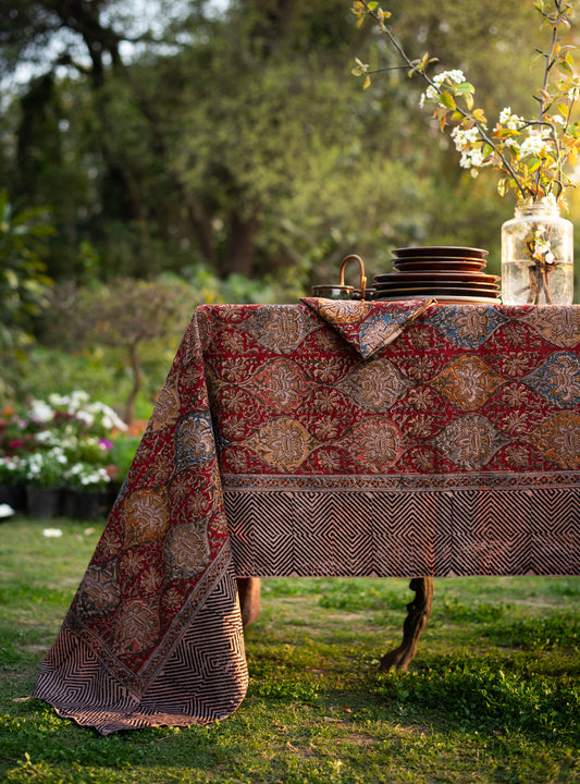 Kalamkari Table Cloth : Jabeli Red Sheeting