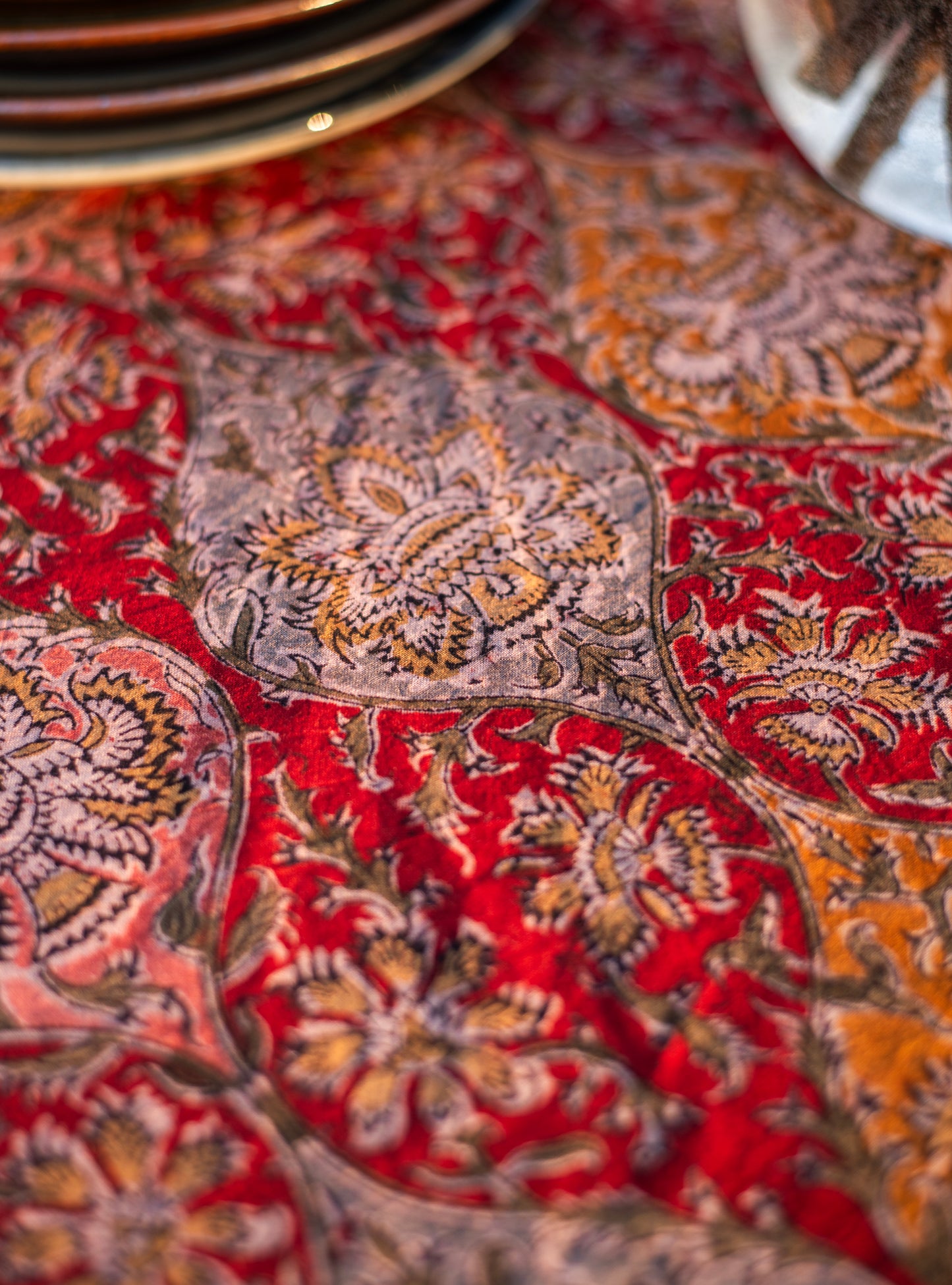 Kalamkari Table Cloth : Jabeli Red Sheeting