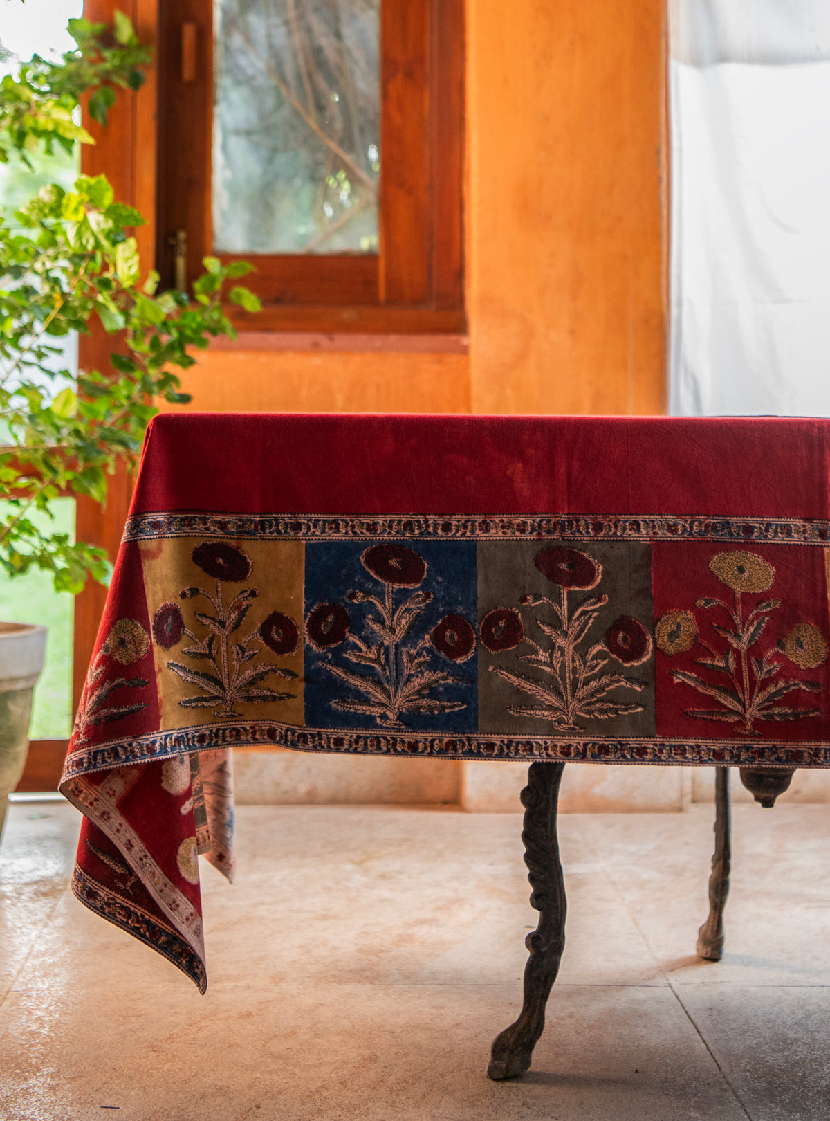 Kalamkari Table Cloth : Poppy Red Sheeting