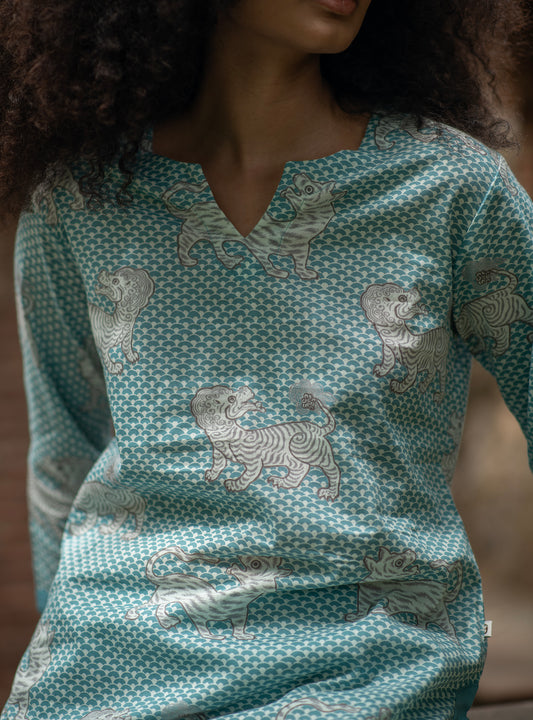 Tara Tunic : Tiger Turq Voile