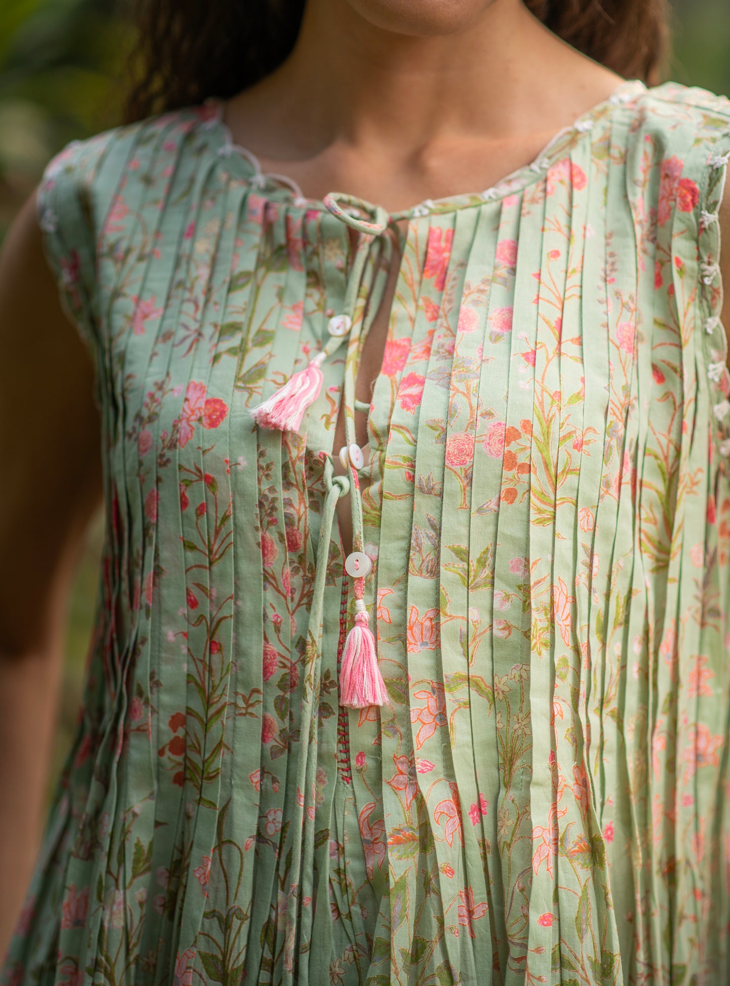 Ukiyo Dress : Garden Mint  Voile