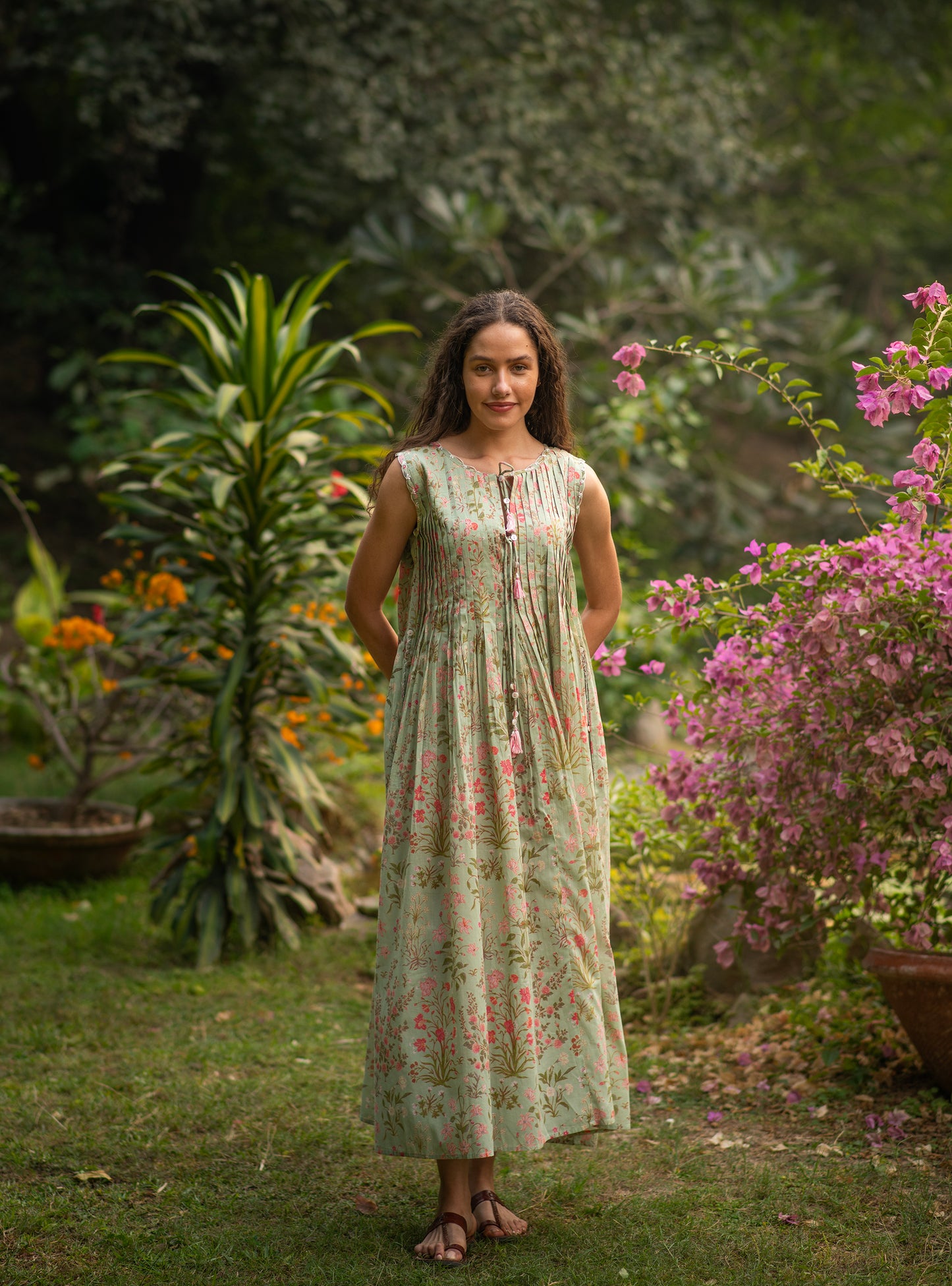 Ukiyo Dress : Garden Mint  Voile