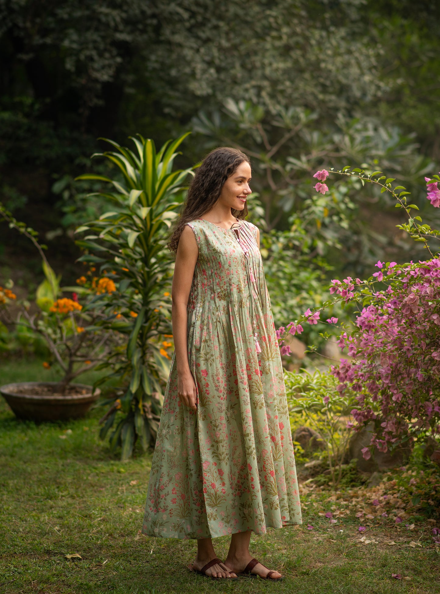 Ukiyo Dress : Garden Mint  Voile