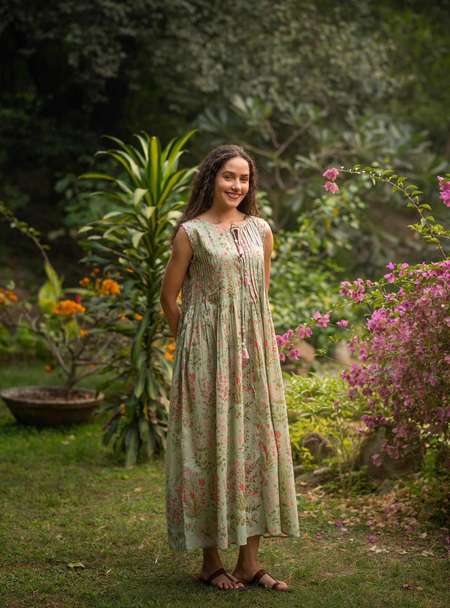 Ukiyo Dress : Garden Mint  Voile