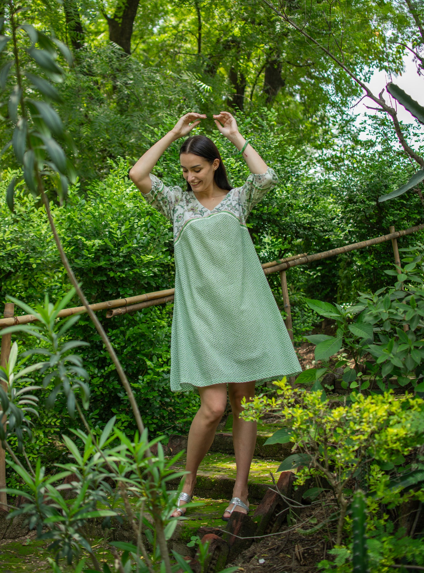 Varkala Dress : Scales	Green Voile