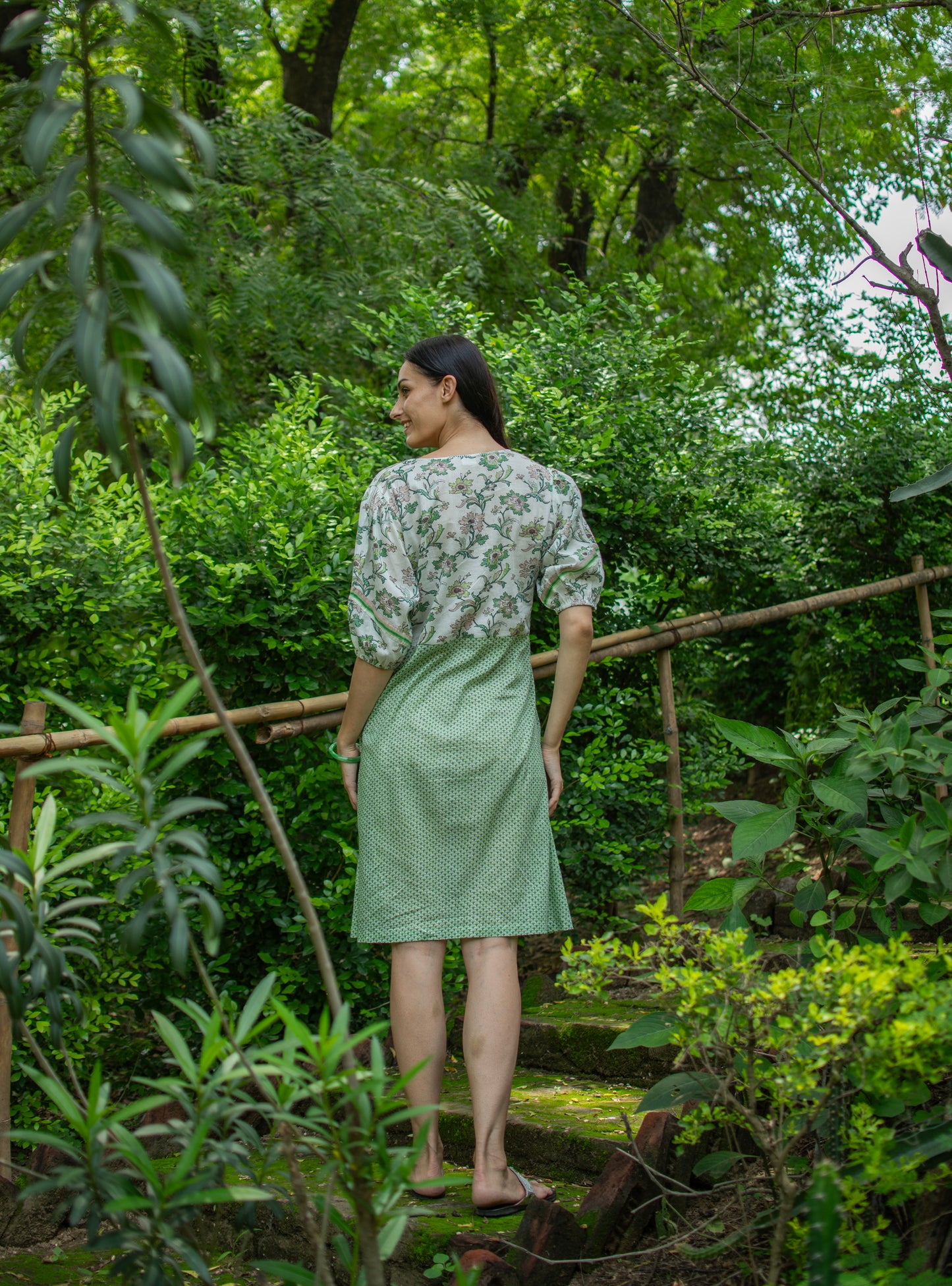 Varkala Dress : Scales	Green Voile