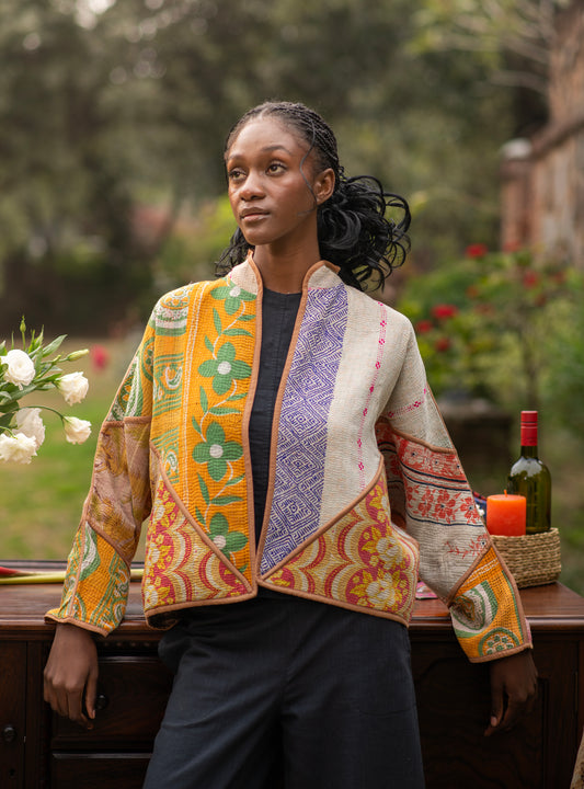 Vintage Hand-Stitched Reversible : Kantha Cotton Patch Jacket Assorted