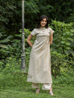 Kalmala Dress : Solid Cream Monga Silk