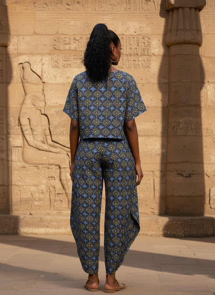 Long Criss Cross Pant : Rosetta Black Chanderi