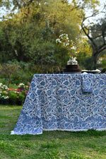 Printed Table Cloth Fringes : Hyderabad Navy Sheeting