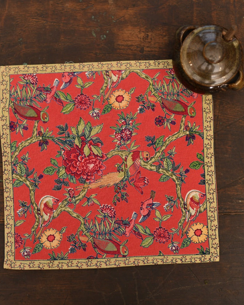 Napkin Set of 6 : Bird Coral