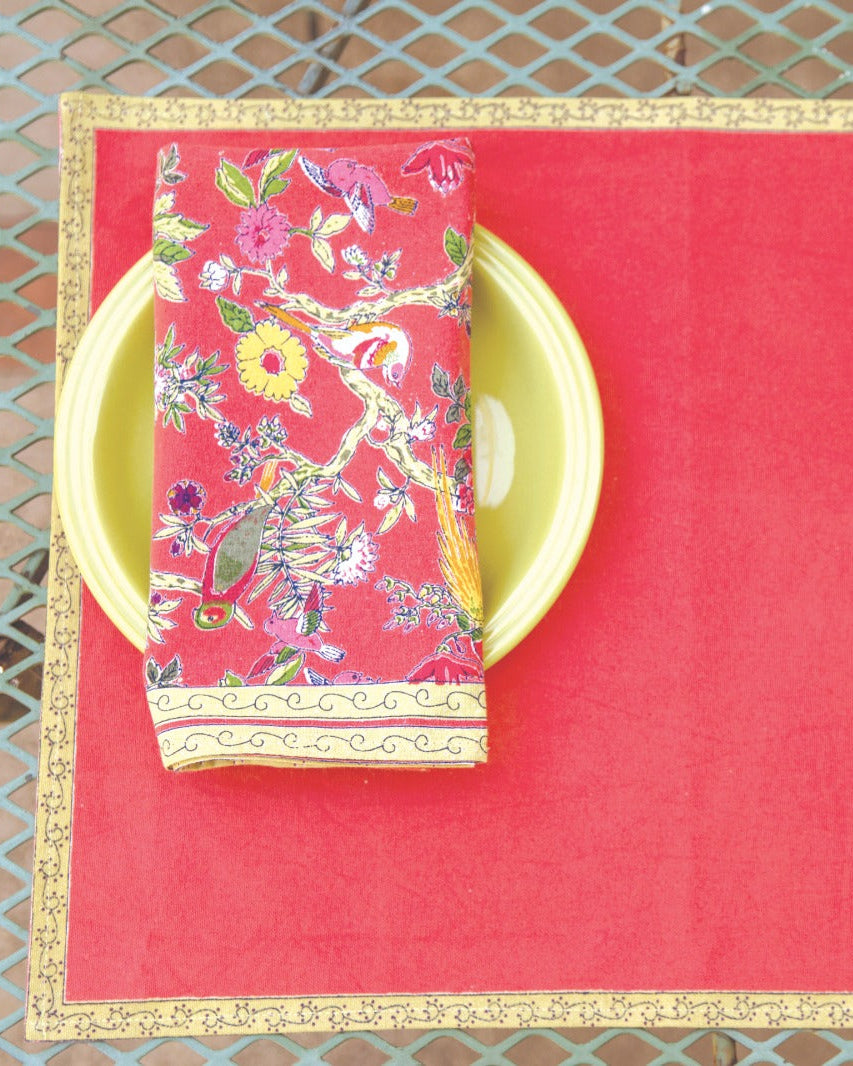 Napkin Set of 6 : Bird Coral