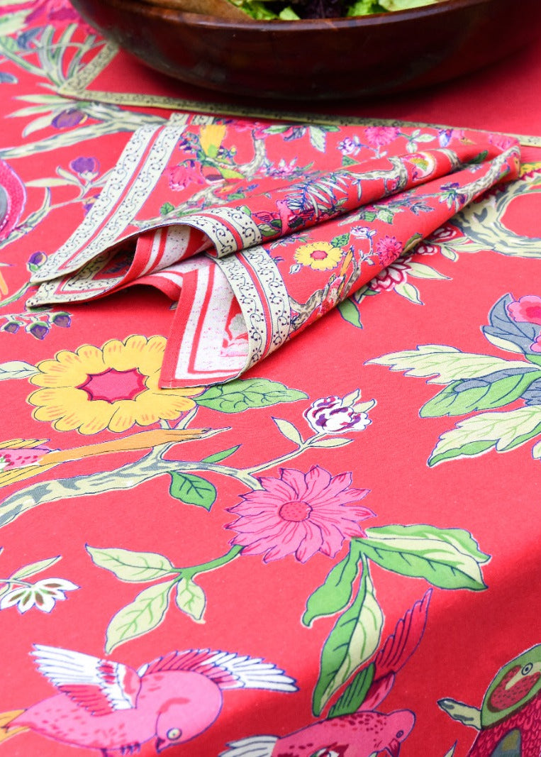 Napkin Set of 6 : Bird Coral