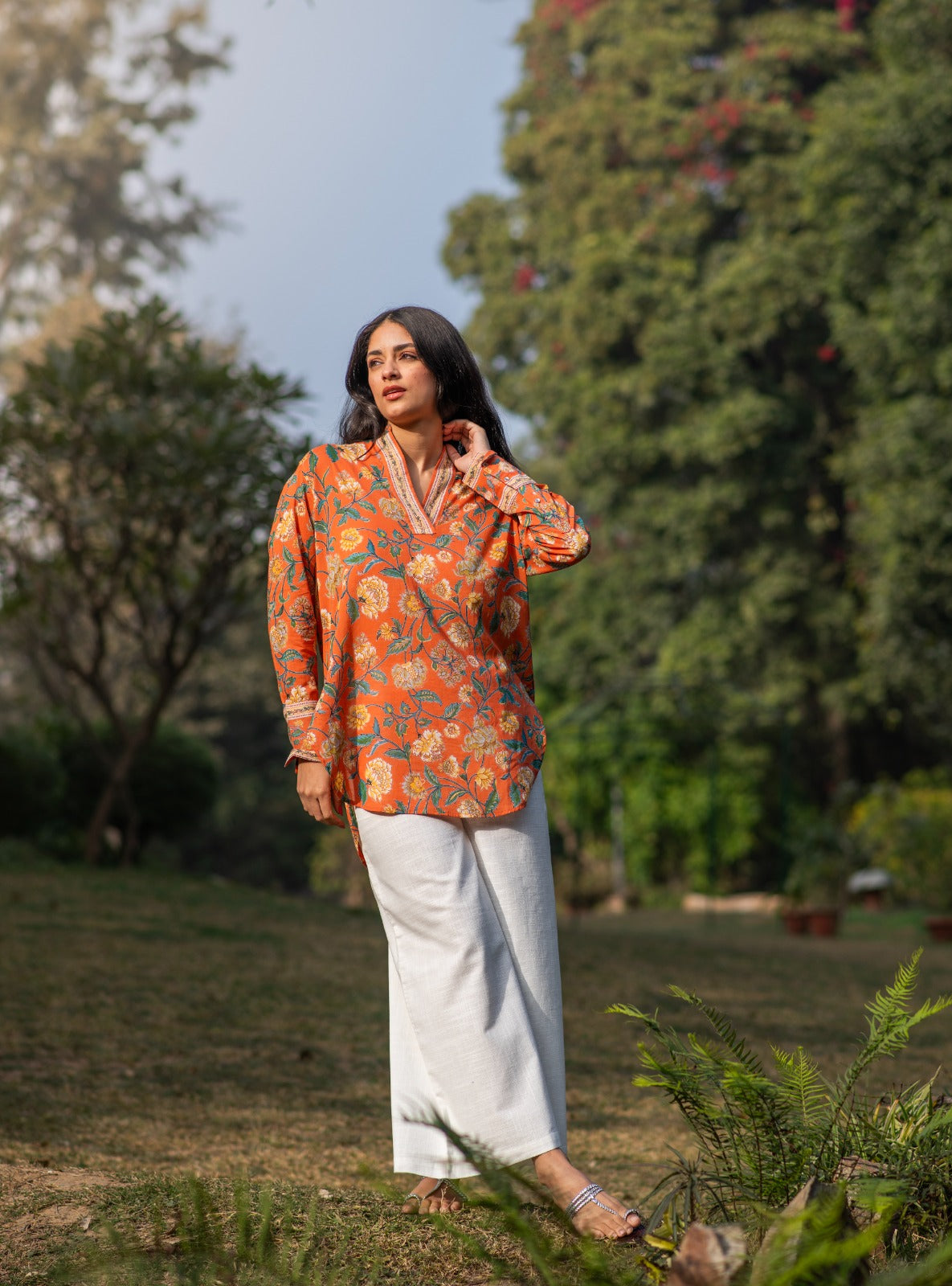Ellie Pant : Solid White Textured