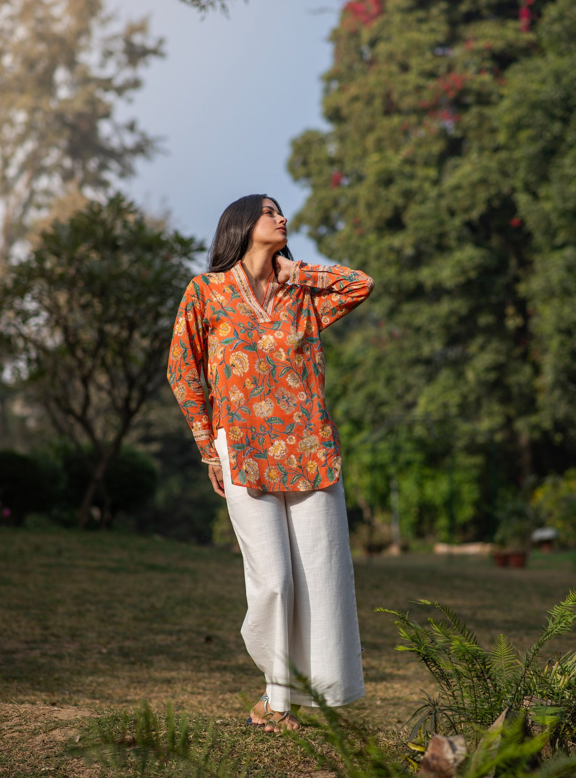 Ellie Pant : Solid White Textured