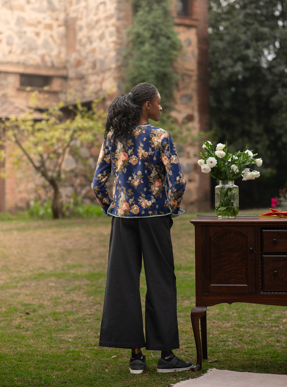 Ellie Pant : Solid Black Textured