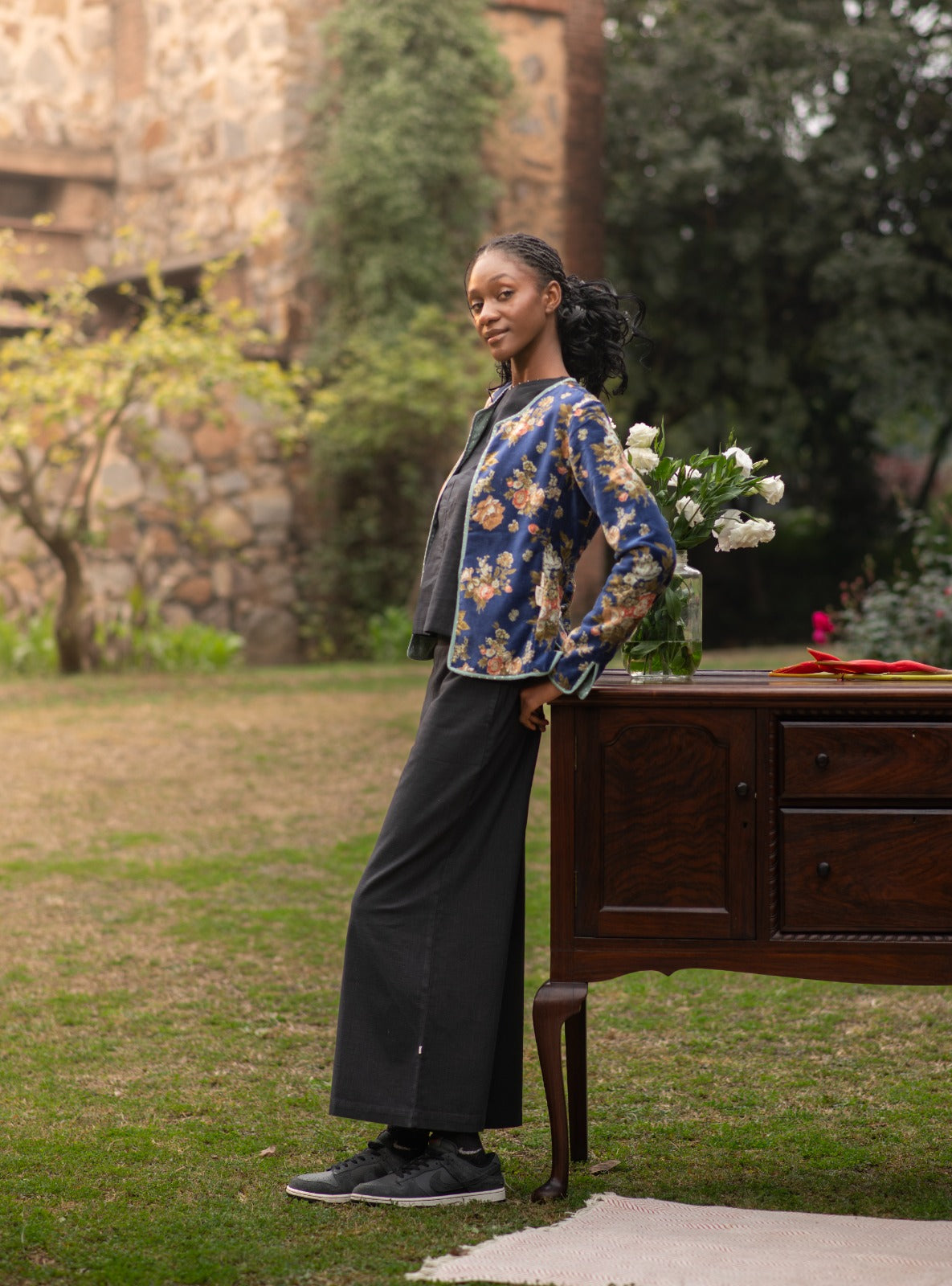 Ellie Pant : Solid Black Textured