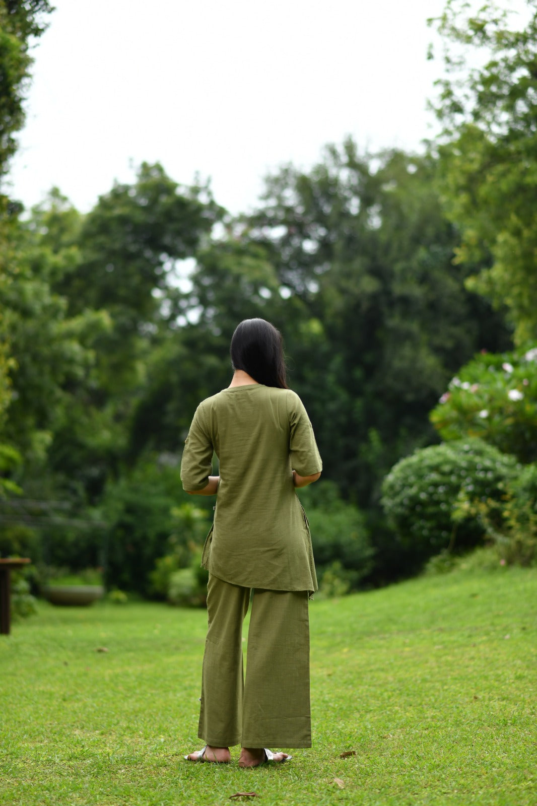 Cloudy Top : Solid Olive Slub