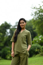 Cloudy Top : Solid Olive Slub