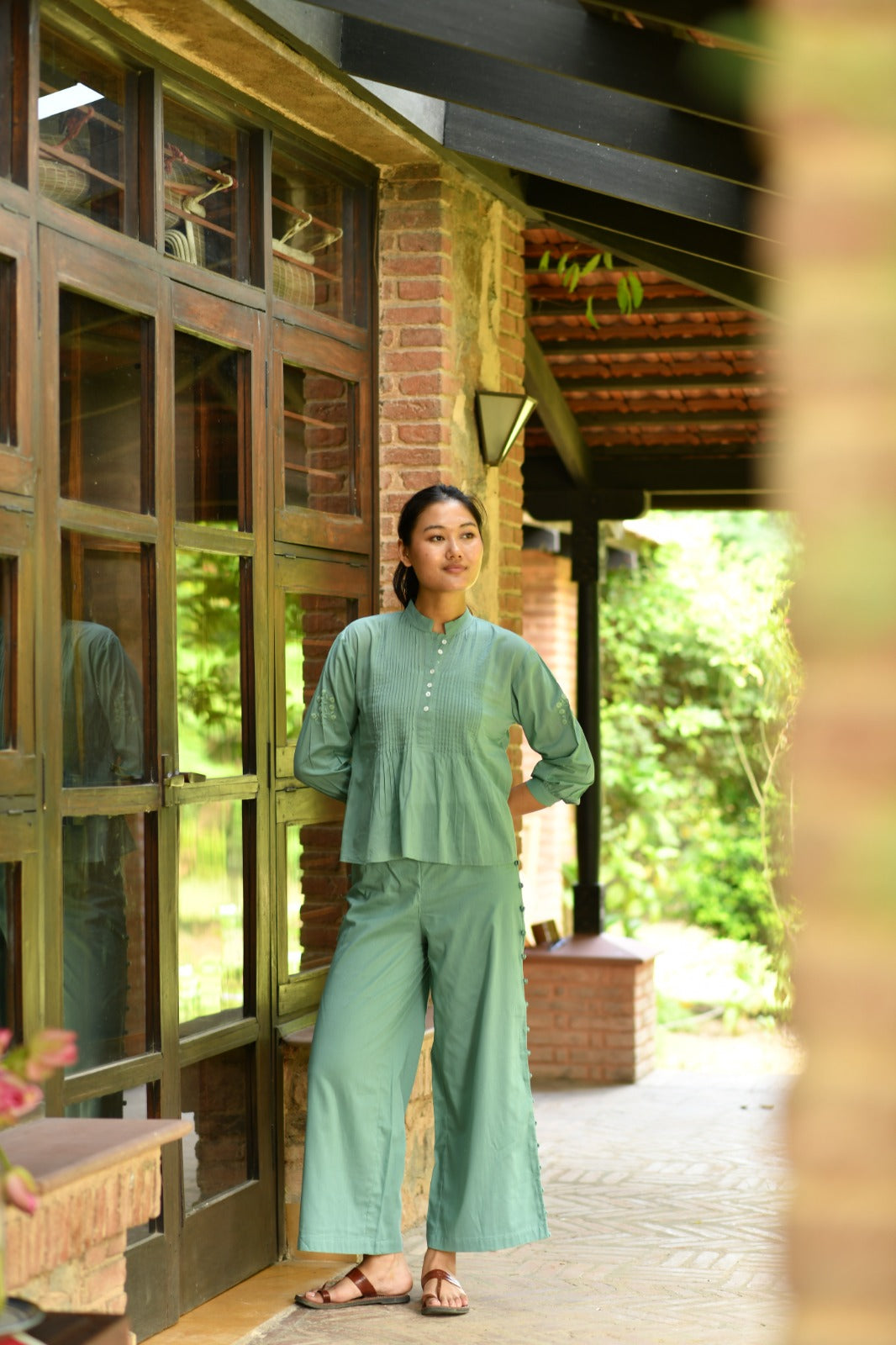 Shabnam Top Emb : Solid Teal Voile