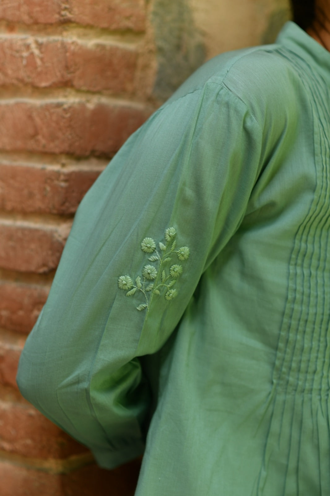 Shabnam Top Emb : Solid Teal Voile