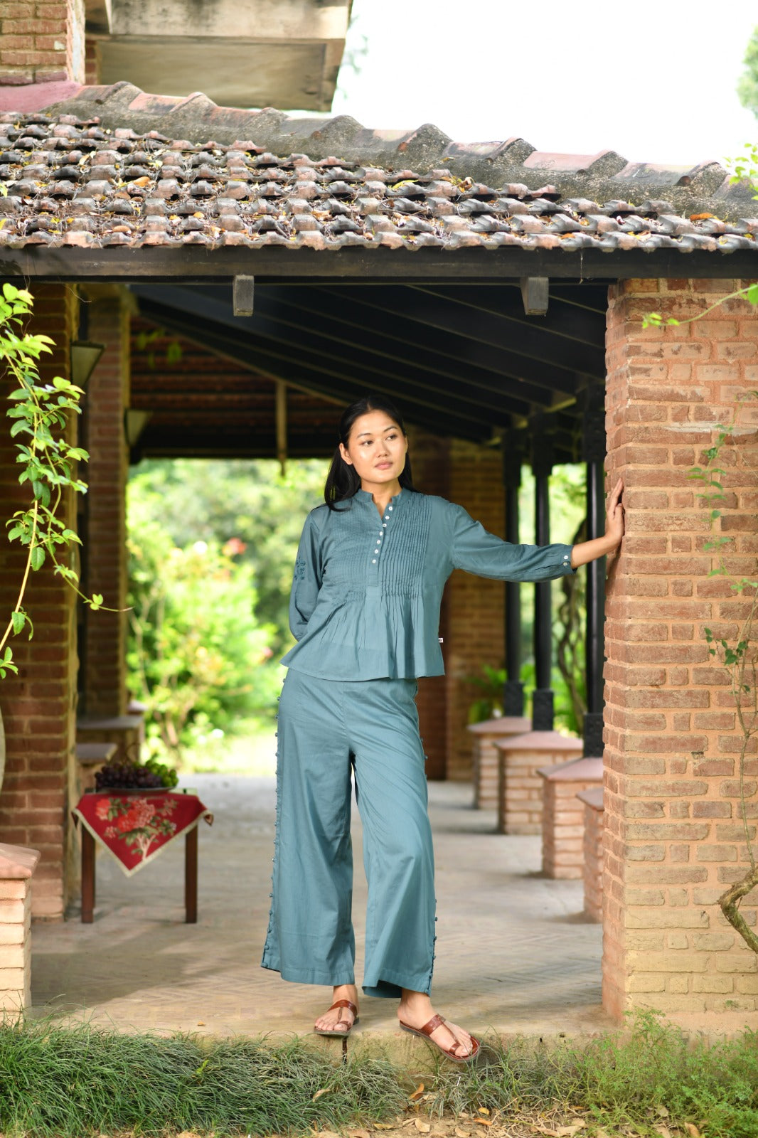 Shabnam Top Emb : Solid Dark Grey Voile