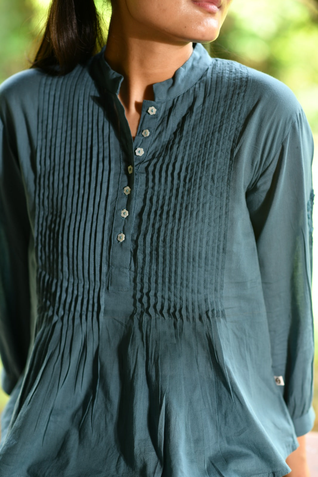 Shabnam Top Emb : Solid Dark Grey Voile