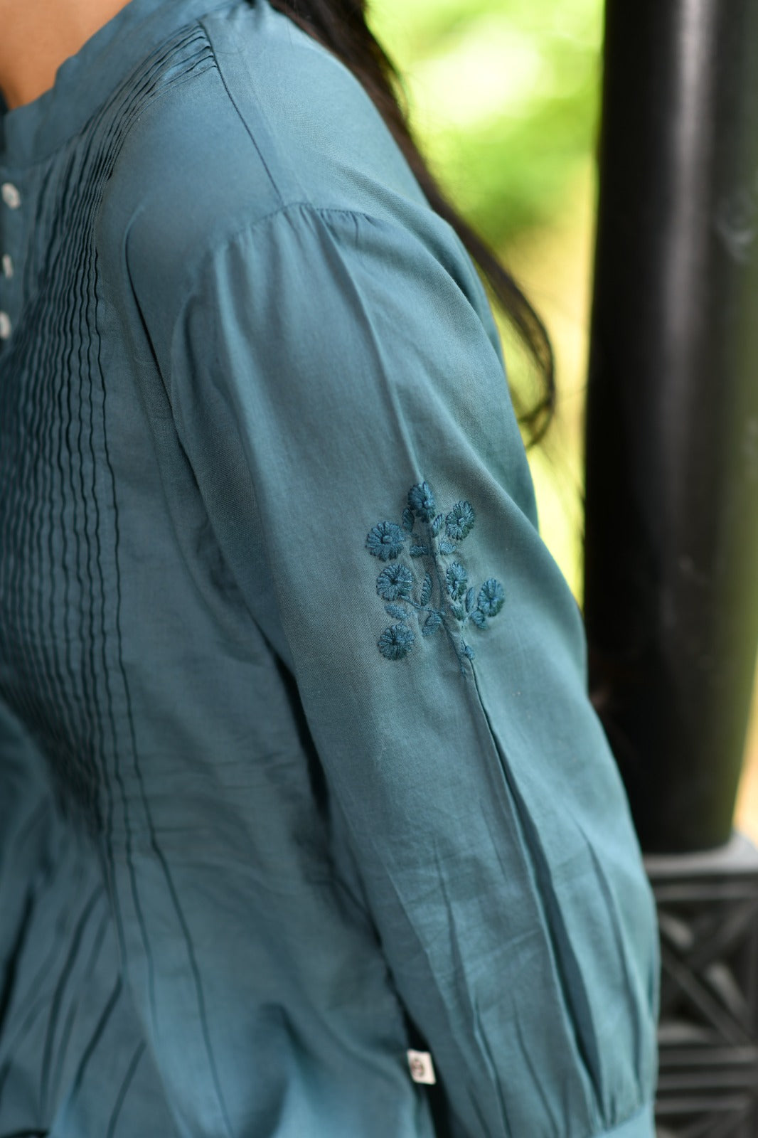 Shabnam Top Emb : Solid Dark Grey Voile