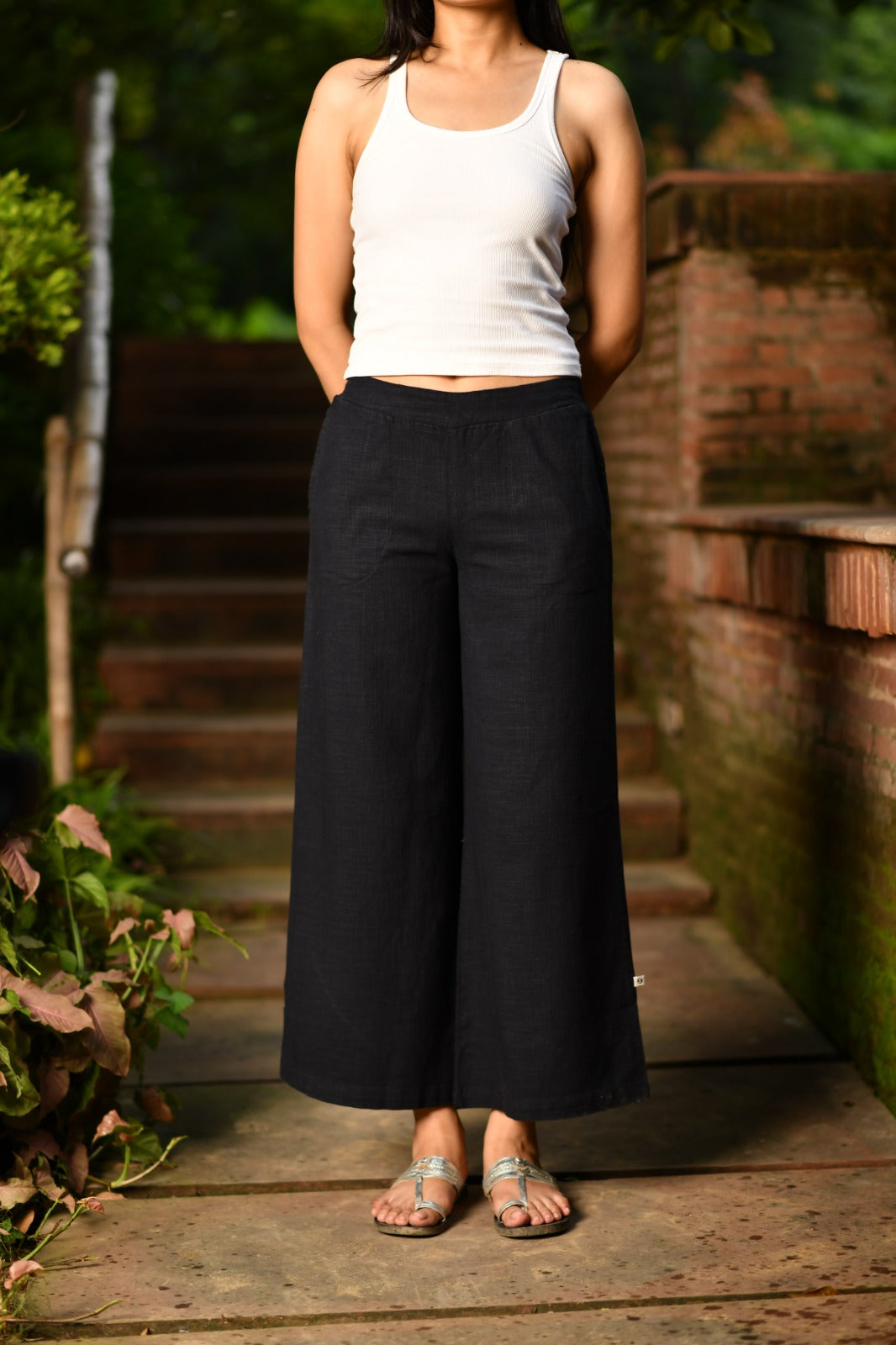 Ellie Pant : Solid Black Textured