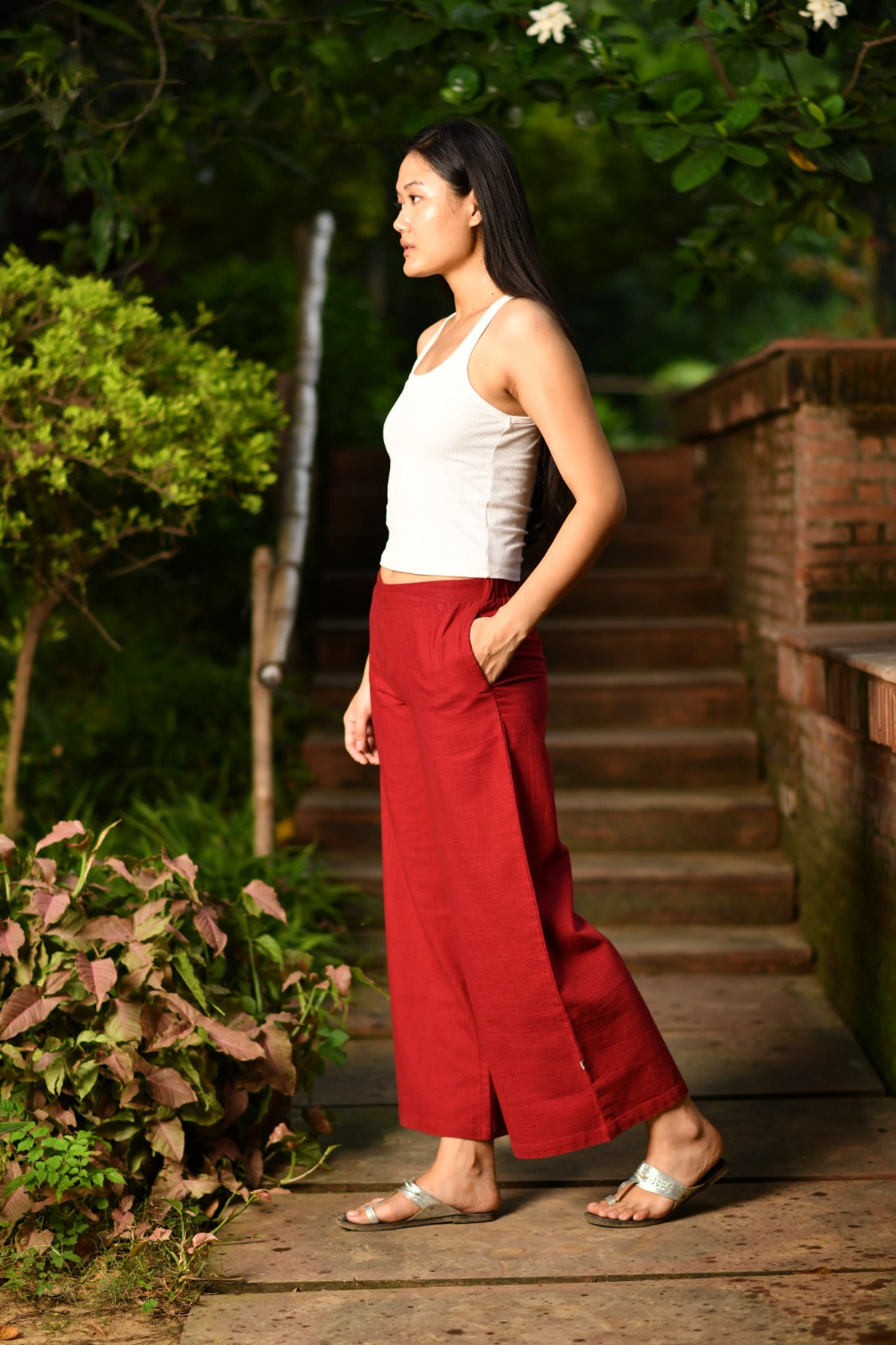 Ellie Pant : Solid Madder Textured