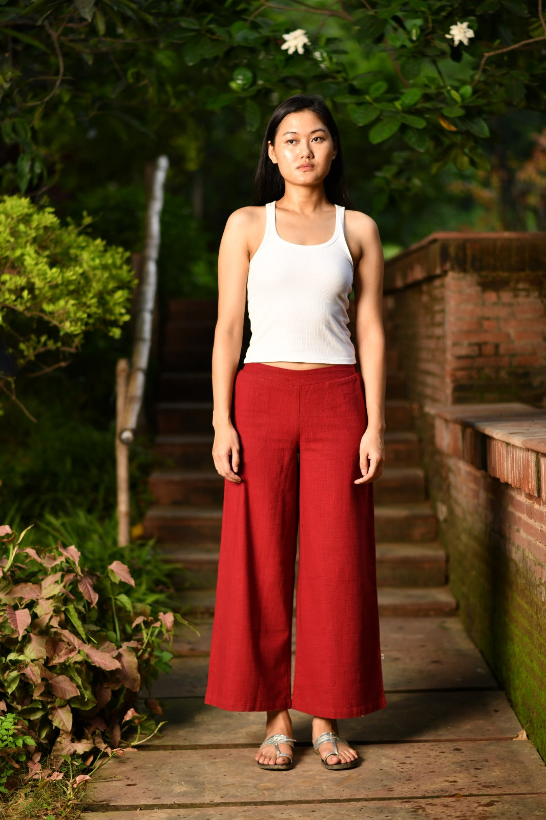 Ellie Pant : Solid Madder Textured
