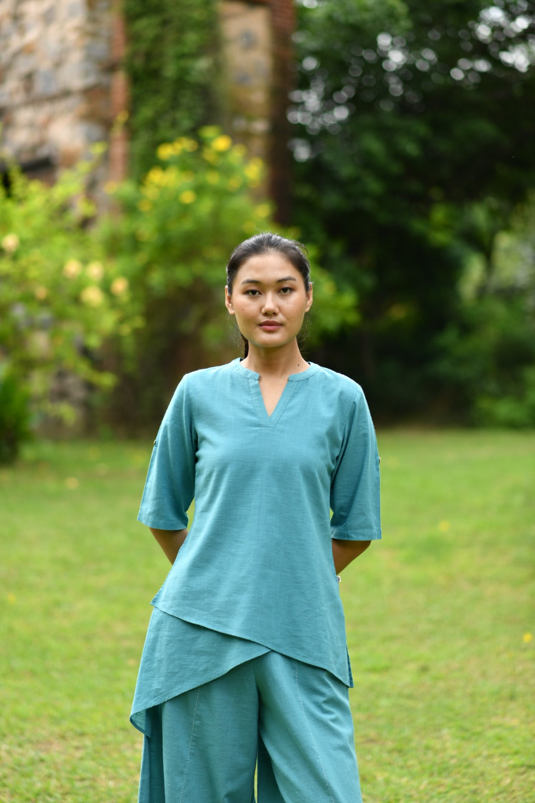 Cloudy Top : Solid Turq Slub