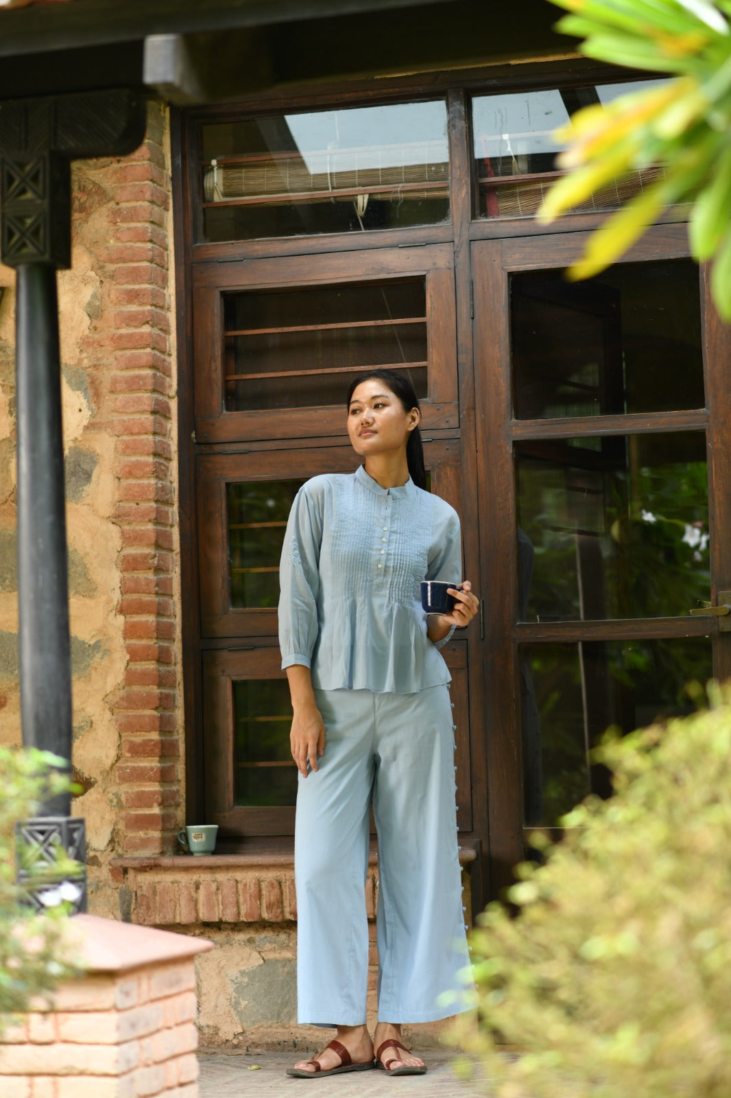 Blake Pant : Solid Blue Voile