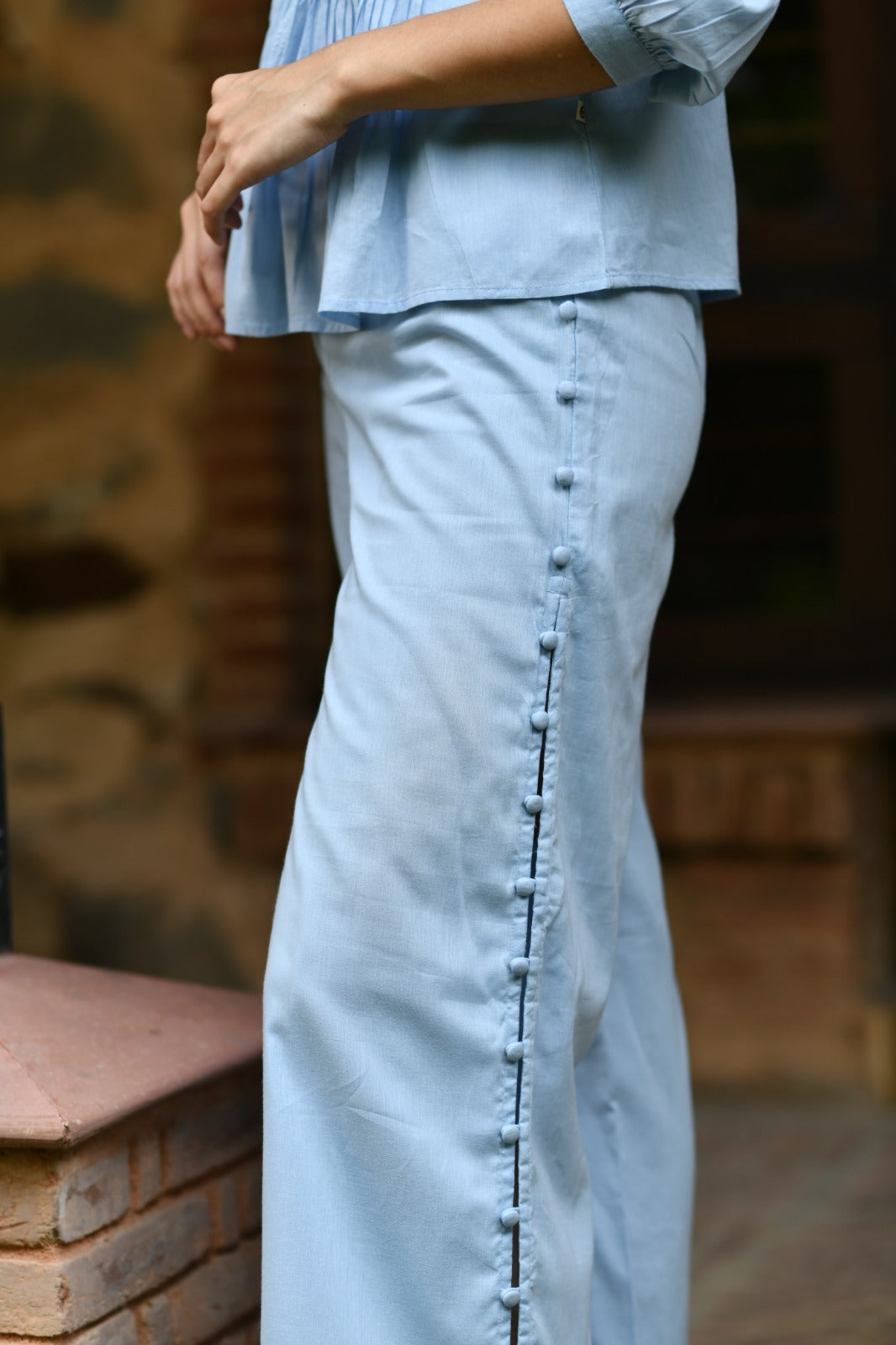 Blake Pant : Solid Blue Voile