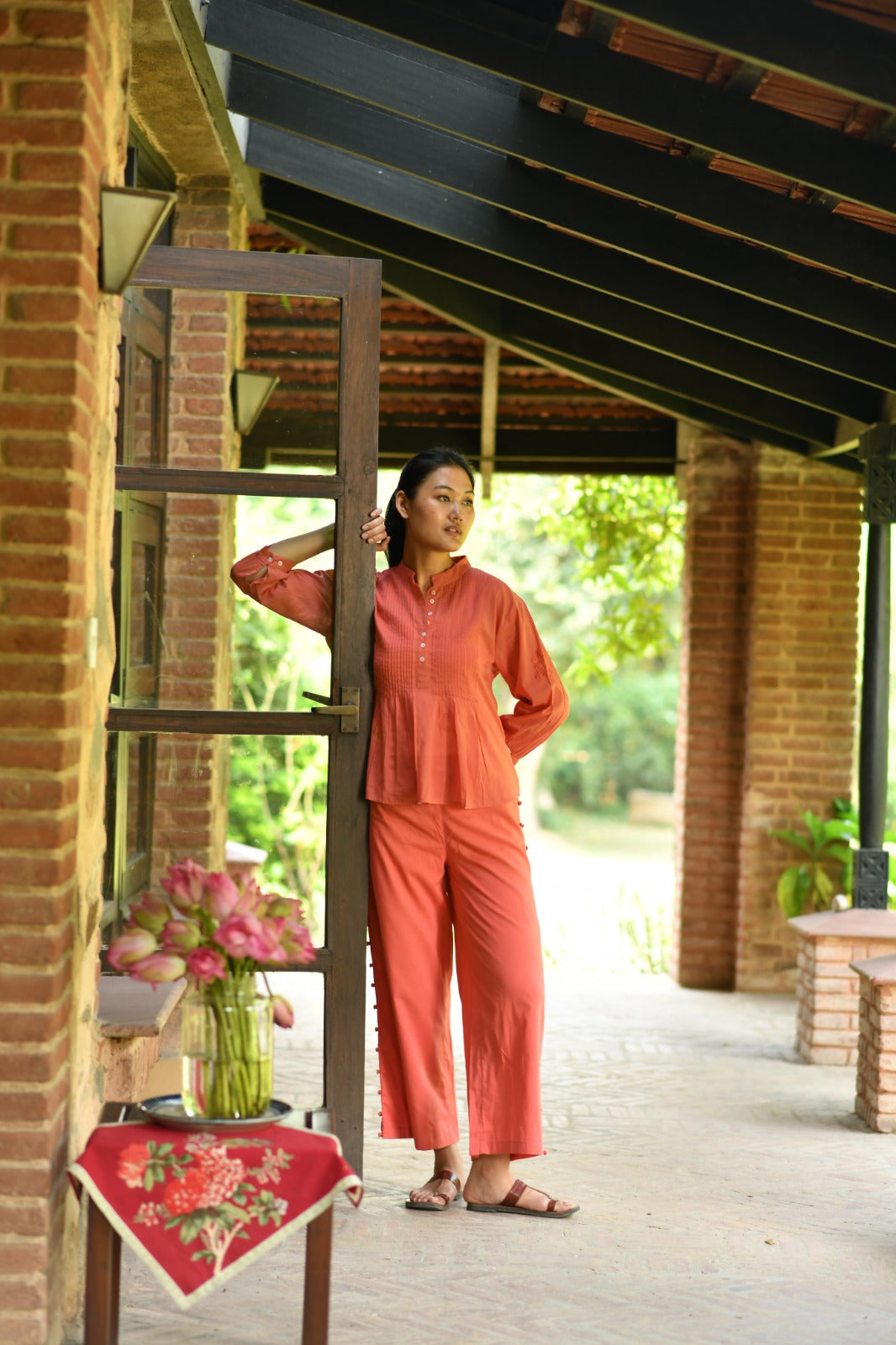 Blake Pant : Solid Orange Voile