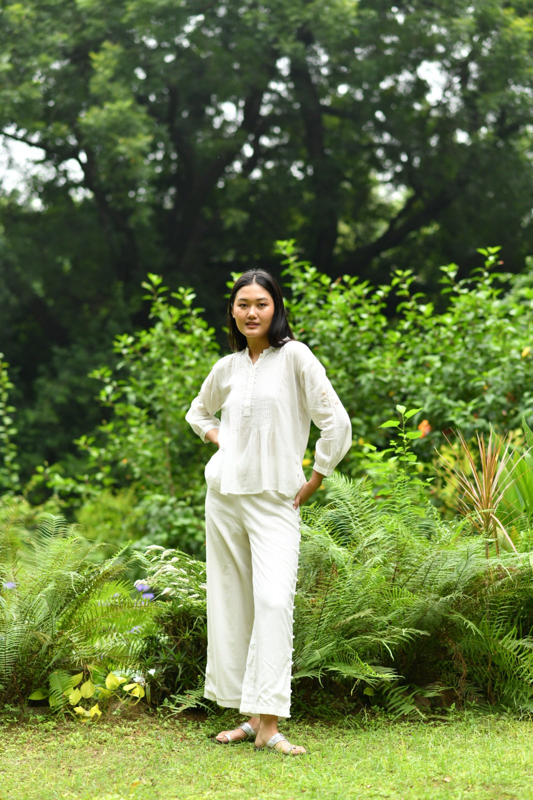 Blake Pant : Solid White Voile