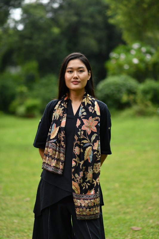Border Scarf : Kerala Black St Voile