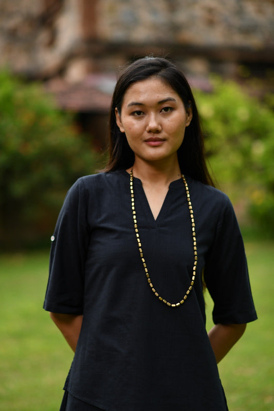 Rectangular Beads Necklace : Handcrafted Brass