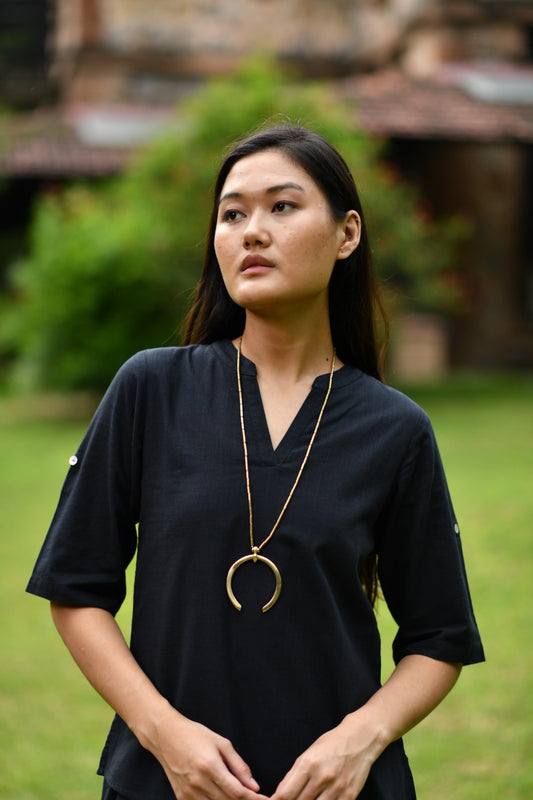 Round Pendent Necklace : Handcrafted Brass